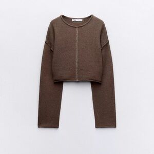 Contrasting Pipping Crop Knit Sweater